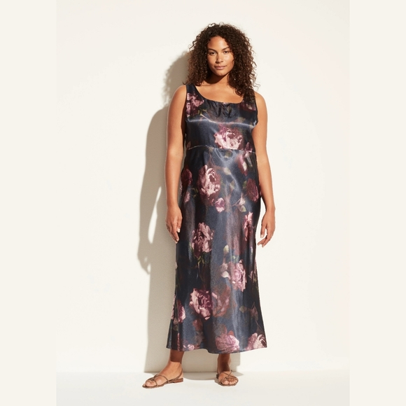 Vince Night Garden Square Neck Maxi Sleeveless Slip Dress - Picture 1 of 13